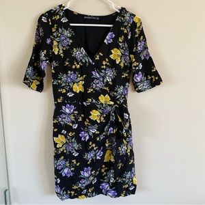 Abercrombie and Fitch black floral wrap dress XS